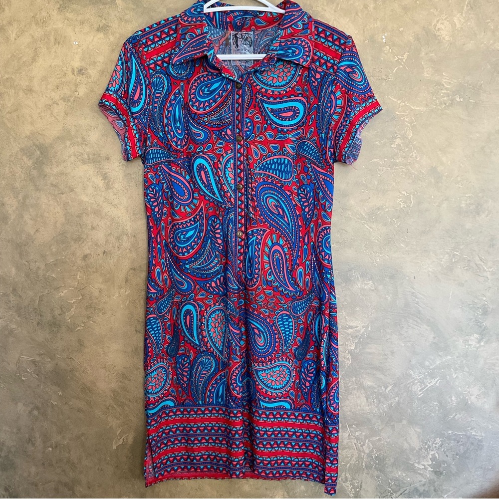 Coco & Tashi | Paisley Button Down Shirt Dress | Collared | S
